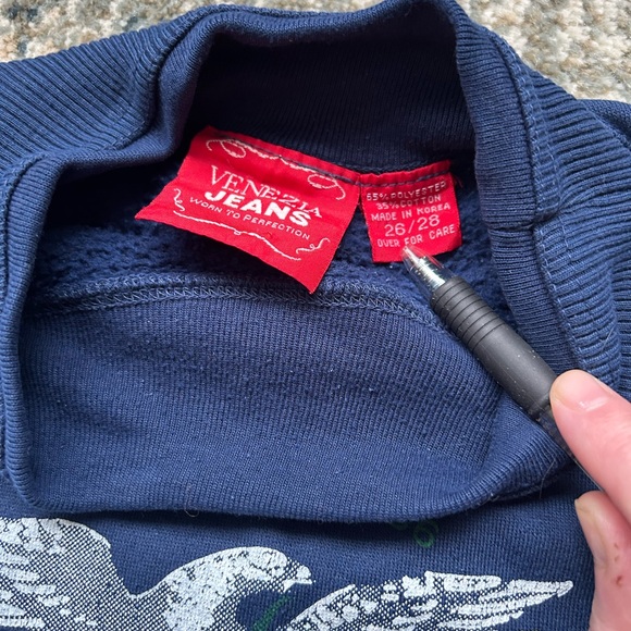 Venezia Blue and Green Mockneck Crew Sweatshirt - Picture 3 of 4